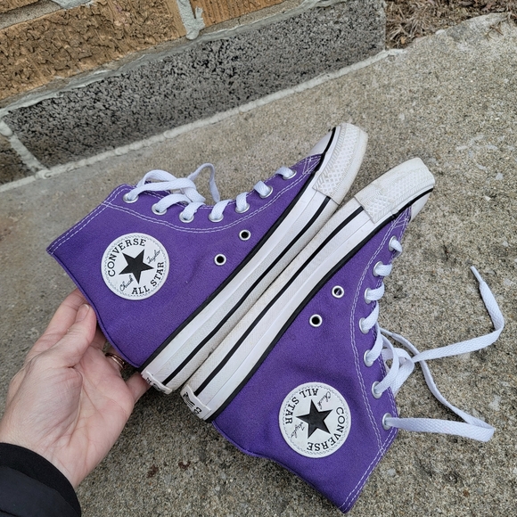 Converse All-Star Chuck Taylor Purple Canvas Hi-top Sneakers 6.5 - Picture 8 of 15